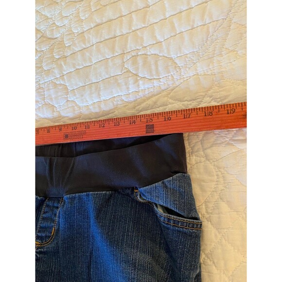 Oh Baby Maternity Denim Capris Jeans Pants  Size Large Wide Elastic Waist - Picture 6 of 7
